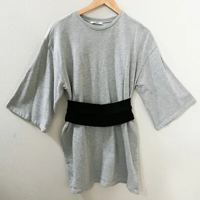 $14.98 • Buy ZARA Women's Gray Black Belted Sweater Dress Kimono Small S
