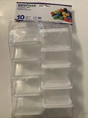 10 Pcs Sure Fresh Mini Rectangular Containers With Lids For Food Storage • $9.97