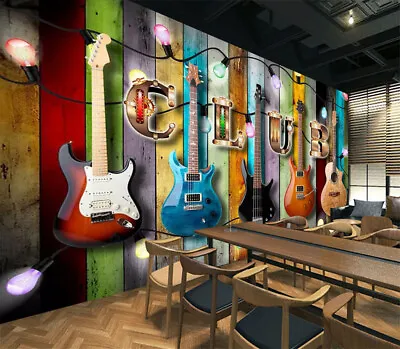 3D Music Club Guitar KEP5339 Wallpaper Mural Self-adhesive Removable Sticker Kay • $392.99