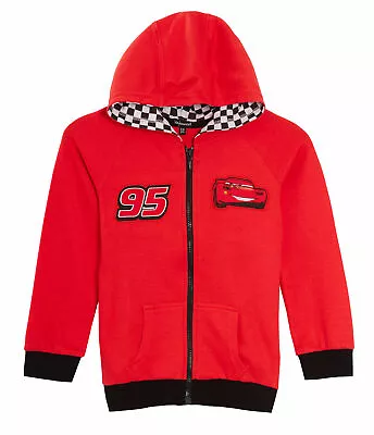 Disney Cars Boys Hooded Jacket Lightning McQueen Kids Zip Hoodie Jumper Size • £14.99