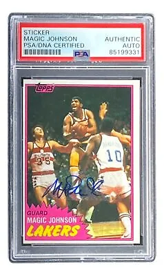 Magic Johnson Signed LA Lakers 1981 Topps #21 Rookie Trading Card PSA/DNA • $299.99