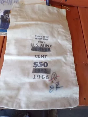 Original Vintage 1965 U.S. Mint Denver Canvas Money Bag - Cent • $11