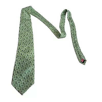 Vineyard Vines Tie Necktie Light Green Exercise Workout Print 100% Silk • $19.99