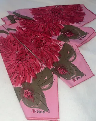 Beautiful Set 4 Vintage MCM Vera Neumann Reusable Linen Pink Floral Napkins NOS • $64.99