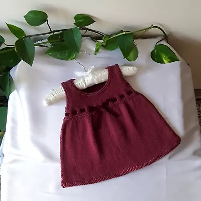 Beautiful Handknitted Baby Dress In Burgundy • £21.95