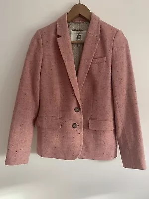 Joules Blazer Womens Sz Uk8 Us4 Pink Tweed Wool Country Pockets Spring Jacket • £65