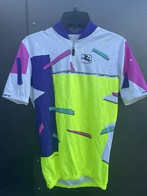 Giordana Eddy Merckx White Purple & Neon C.1989 Medium Vintage Cycling Jersey • $79.99