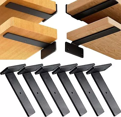 6 Inch Heavy Duty Shelf Brackets 6 Pack Black Floating Hidden Shelf Bracket ... • $30.67