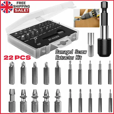 22X Broken Screw Extractor Remover Kit Easy Out Damaged Stripped Drill Bits Bolt • £8.29