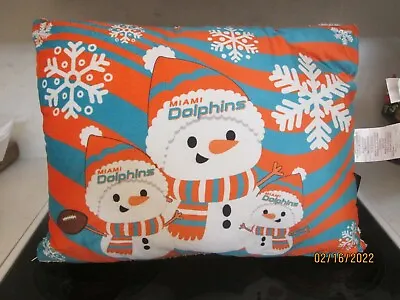 NFL Miami Dolphins Decorative Pillow Snowman Winter Christmas New 24  X 19.5  • $35