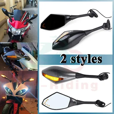 2pcs Motorcycle Rear View Side Mirrors With Turn Signal LED Indicator For Suzuki • $26.84