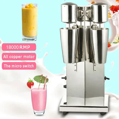 Commercial Stainless Steel Milk Shake Machine Double Head Drink Mixer 110V Bar • £111.94