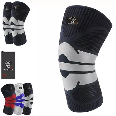 Knee Brace Compression Sleeve Support Sports Recovery ACL LCL MCL Black/Grey M • $12.99