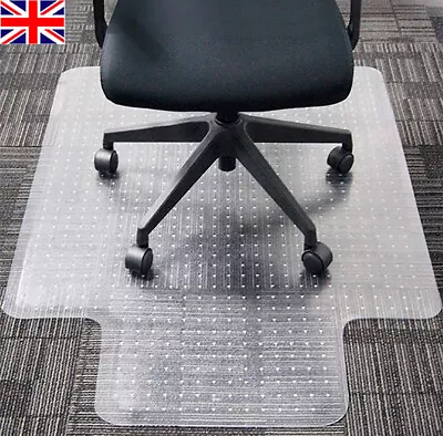 Non Slip Office Chair Desk Floor Mat Computer Carpet PVC Plastic Clear Protector • £16.95