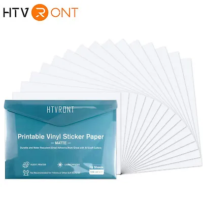 $16.99 • Buy 15X Matte White Inkjet Printable Vinyl Sticker Paper 8.5 X11  For Inkjet Printer
