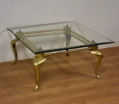 Brass & Glass Modern LaBarge Square Coffee Table • $699