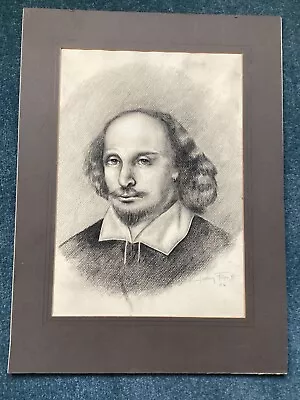 Signed Lindsey Foggett 84 Charcoal Drawing Of William Shakespeare Original • £40