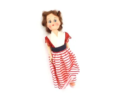 Plastic DOLL 7” Brown Hair Blue Eyes Vintage • $12.20