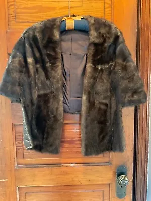 Vintage Thorpe Furs Mink Stole Shrug Satin Lining Initialed EBJ • $49.99