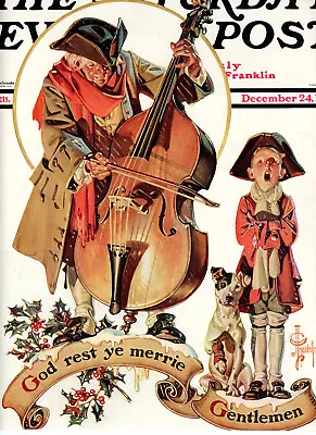 1932 Original J.C. Leyendecker Color Cover Art. Colonial Carolers. Old Man & Boy • $9.50