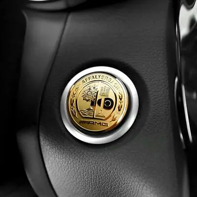 Golden Alloy Engine Start Button Badge Sticker AMG Mercedes Benz C E GLC GLE GLS • $16.95