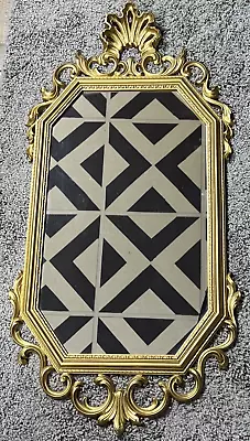 MCM Syroco Ornate Gold Large Mirror Hollywood Regency Flower Wall Hanging • $175