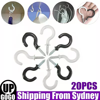 20PCS 38MM PVC COATED Metal Screw In Cup Hooks White Hanging Hat Plant Hanger • $4.88