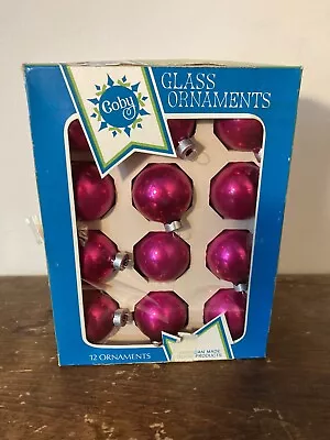 Vintage Coby Glass USA Christmas Glass Ornaments 12 Boxed Fuschia Pink • $26