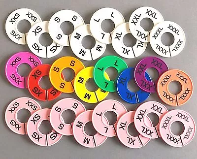 Round Clothing Rack Size Dividers Plastic Hangers Ring XXS-3XL (8 - 80 PC Sets)  • $6.43