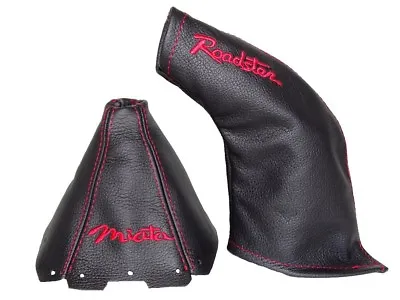 Shift & E Brake Boot For Mazda MX5 MK1 Leather  Miata Roadster  Red Logo • $45.74