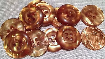 12 Glossy Pearlized Golden Amber Sew-through Plastic Buttons 19mm 3/4  7832 • $4.99