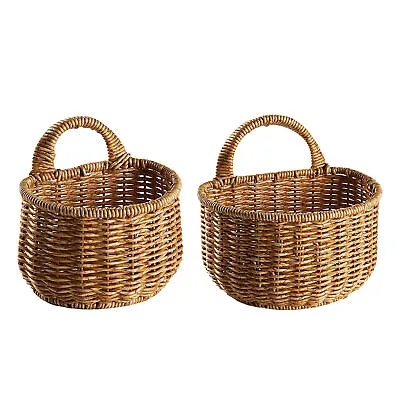 Woven Small Hangings Basket - Wall Mounted Home Storage Wicker Shelf Basket • £14.55