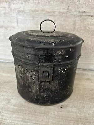 Vintage Antique Kitchen Tin Metal Storage Cannister Black Patina Galore • $24.99