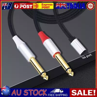 Male To Dual 6.35mm Audio Cable 1/4in Adapter Cable Y Splitter(For Lightning 2M) • $15.61