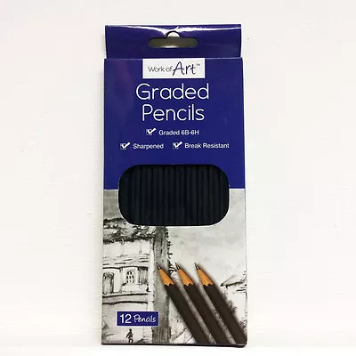 12 Graded Sketching Artist Pencils Set Charcoal Drawing Fine Art Craft UK Seller • £2.69