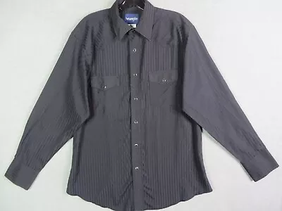 Wrangler Mens Shirt Large L Black Pearl Snap Long Sleeve VTG 90s Western Dress • $24.99