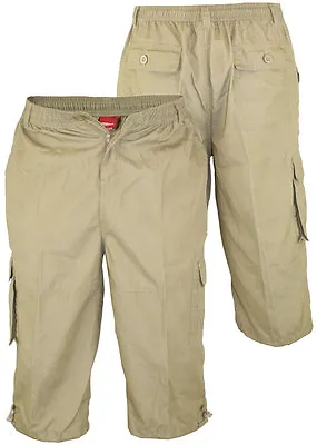 D555 Duke Big Mens Cargo Capri Pant With Pockets Sand 2XL-8XL (KS14806S) • $42.90