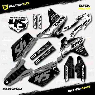 Gray & White Slick Racing Graphics Kit Fits 05-06 Suzuki RMZ450 Sticker RMZ 450 • $69.99