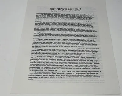 Insane Clown Posse - ICP Fanclub Newsletter Spring 1998 Violent J Twiztid Abk • $13.19