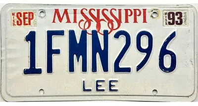 *BARGAIN BIN*  1993 Mississippi License Plate Lee County #1FMN296 • $7.99