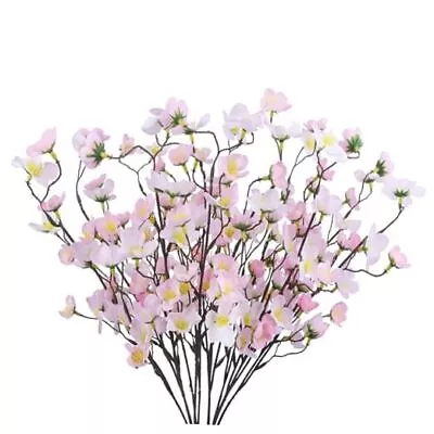 2 Pcs Silk Cherry Blossom Branches Artificial Flowers Cherry Blossoms Stem Pink • $16.42