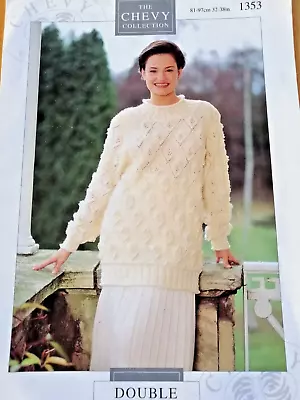 Ladies Raglan Sleeve Long Jumper Knitting Pattern Chevy 1353  Dk Yarn • £0.99