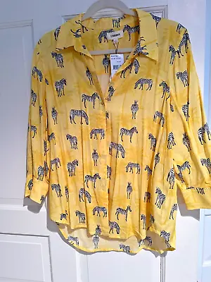 NEW WITH TAGS L' AGENCE Camille Zebra Print Blouse Yellow Sz XL $275 Retail • $44