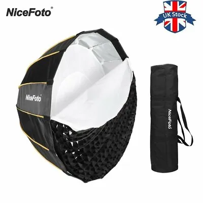 NiceFoto LED 90cm Quick Set-up Folding Deep Parabolic Umbrella Softbox+Grid+Bag • £75