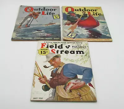 Vintage Outdoor Life And Field & Stream Magazine Lot Of Three 1937 1938 • $18.99