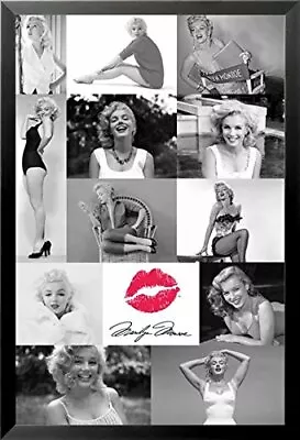 FRAMED Marilyn Monroe Photo Tiles Collage With Red Lips 36x24 Icon Art Poster • $87