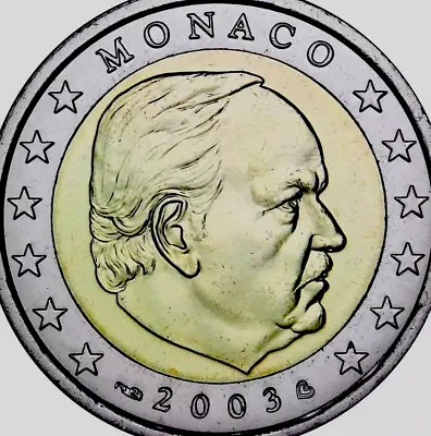 Monaco Coin 2 Euro 2003 Rainier Prince Montecarlo New From Roll Rare Low Mintage • $17.10