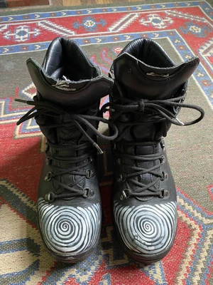 £9.99 • Buy Hand Painted Army Boots Lace Up Ankle Boots Size 6 Hippie Van Life Spiral Star