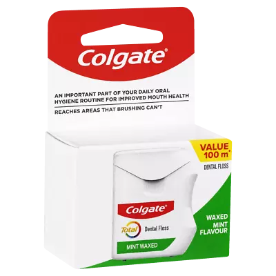 Colgate Total Mint Waxed Dental Floss 100m Protect Gums Reduce Tooth Decay • $17.09