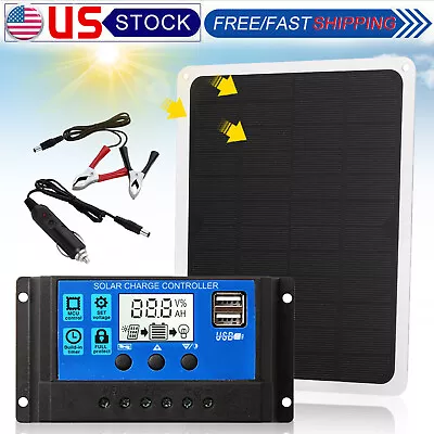 12V 10W Solar Panel Trickle Charger Battery Charger Kit Maintainer Boat RV Car • $22.95